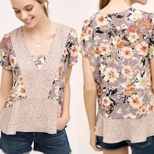 Anthropologie En Elle Verina floral peplum top size Large